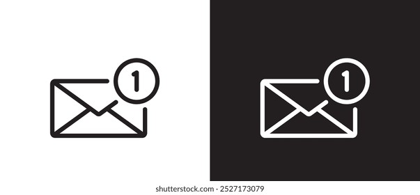 Ícone plano do ícone de notificação por email. Novo email, ícone de nova mensagem, ilustração do vetor de envelope isolada no plano de fundo preto-e-branco. Eps10