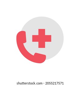 Llamada de emergencia de icono plano aislada en fondo blanco. Ilustración vectorial.