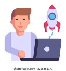 Flat icon of employee is up for premium use 