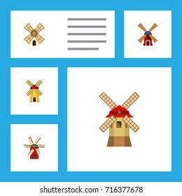 Flat Icon Energy Set Of Ecology, Windmill, Turbine And Other Vector Objects. Also Includes Propeller, Farm, Power Elements.