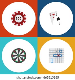 Flat Icon Entertainment Set Of Ace, Arrow, Poker And Other Vector Objects. Also Includes Casino, Gambling, Darts Elements.