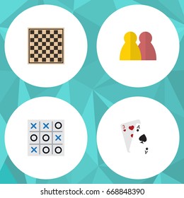Flat Icon Entertainment Set Of Ace, Chess Table, People And Other Vector Objects. Also Includes Tic, Play, Table Elements.