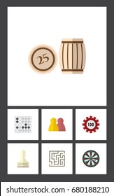 Flat Icon Entertainment Set Of Arrow, Labyrinth, Lottery And Other Vector Objects. Also Includes Lotto, Maze, Labyrinth Elements.