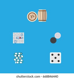 Flat Icon Entertainment Set Of Backgammon, Lottery, Chequer And Other Vector Objects. Also Includes Play, Backgammon, Lottery Elements.