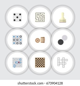 Flat Icon Entertainment Set Of Chequer, Chess Table, Lottery And Other Vector Objects. Also Includes Backgammon, Tac, Lottery Elements.