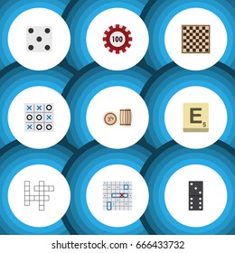 Flat Icon Entertainment Set Of Chess Table, Poker, Backgammon And Other Vector Objects. Also Includes Tic, Puzzle, Poker Elements.