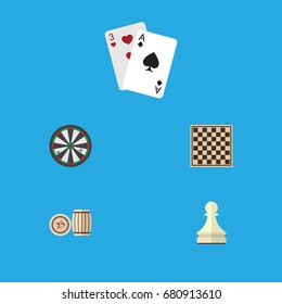 Flat Icon Entertainment Set Of Chess Table, Lottery, Ace And Other Vector Objects. Also Includes Ace, Gambling, Lottery Elements.