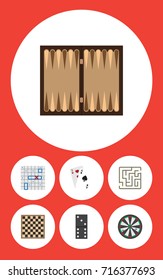 Flat Icon Entertainment Set Of Chess Table, Arrow, Labyrinth And Other Vector Objects. 