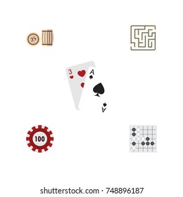Flat Icon Entertainment Set Of Gomoku, Lottery, Ace And Other Vector Objects. Also Includes Alphago, Lotto, Poker Elements.
