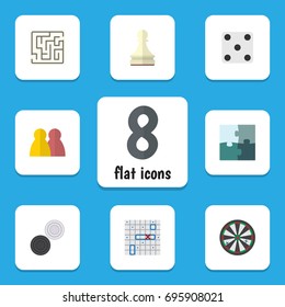Flat Icon Entertainment Set Of Jigsaw, Sea Fight, People And Other Vector Objects. Also Includes Arrow, Chequer, Labyrinth Elements.