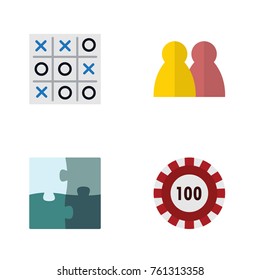 Flat Icon Entertainment Set Of Jigsaw, X-O, People And Other Vector Objects. Also Includes Jigsaw, Multiplayer, Tac Elements.
