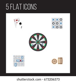 Flat Icon Entertainment Set Of Lottery, X&O, Ace And Other Vector Objects. Also Includes Cards, Arrow, Lotto Elements.