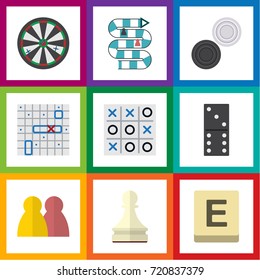 Flat Icon Entertainment Set Of Pawn, Bones Game, People And Other Vector Objects. Also Includes Battle, Checkers, Chess Elements.