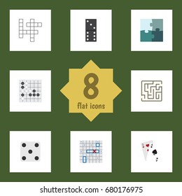 Flat Icon Entertainment Set Of Sea Fight, Labyrinth, Ace And Other Vector Objects. Also Includes Game, Battle, Ship Elements.