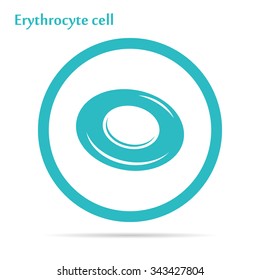 Flat icon erythrocyte cell in round frame