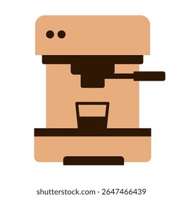 Ícone plano de café expresso máquina com portafilter e xícara. Ilustração de vetor mínima. Cervejaria de café e conceito de aparelho de cozinha