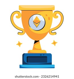 Flat icon of ethereum trophy