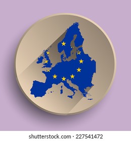 Flat icon of Europe with flag