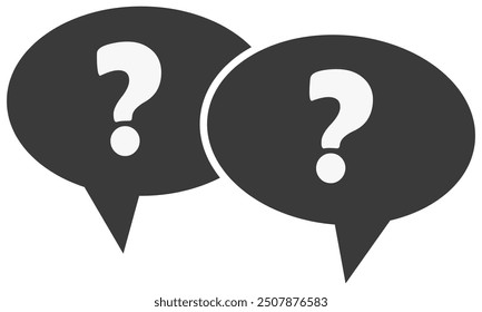 Icono plano de exclamación y signo de interrogación en la burbuja de discurso aislado sobre fondo blanco.