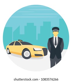 
Flat icon of an exclusive cab service 
