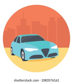 
Flat icon of an executive car 
