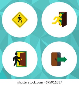 Flat Icon Exit Set Of Directional, Direction Pointer, Open Door And Other Vector Objects. Also Includes Direction, Pointer, Door Elements.