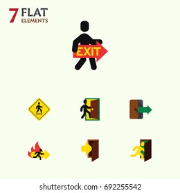 Flat Icon Exit Set Of Entry, Direction Pointer, Directional And Other Vector Objects. Also Includes Direction, Entry, Directional Elements.