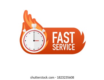 Icono plano con entrega rápida y rápida para diseño de banners. Servicio de mensajería. Servicio de entrega de alimentos. Ilustración vectorial.