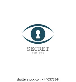 Flat icon of eye. Vector template of a logo keyhole.