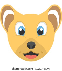 Flat icon of the face of an adorable cub 