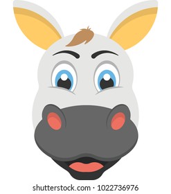 Flat icon of the face of an adorable white cow 