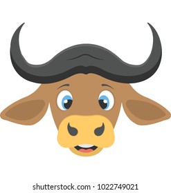 Flat icon of the face of an animated Ox
