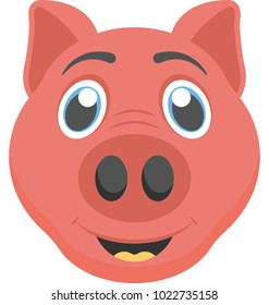 Flat icon of the face of a baby pig 