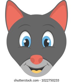 Flat icon of the face of a black kitten 