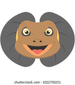 Flat icon of the face of a brown frilled lizard 