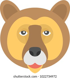 Flat icon of the face of a grizzling brown bear 