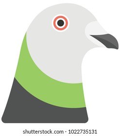 Flat icon of the face of a multi colored pigeon 