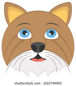 Flat icon of the face of a old cat 