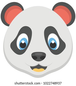 Flat icon of the face of a panda 