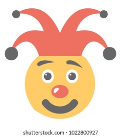 Flat icon of the face of a party clown 