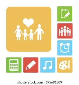 Flat icon family. 