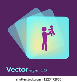 Flat icon family. Dad with a child.