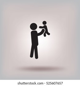 Flat icon family. Dad with a child.