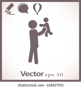 Flat icon family. Dad with a child.