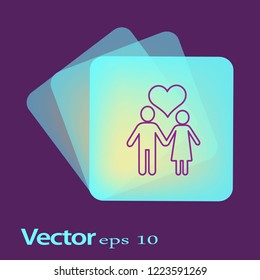 Flat icon family. Husband and wife are kept each other's hands.