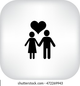 Flat icon family. Husband and wife are kept each other's hands.