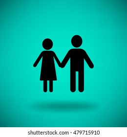 Flat icon family. Flat icon family. Husband and wife holding hands.