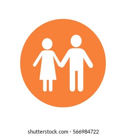 Flat icon family. Husband and wife are kept each other's hands.