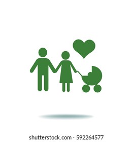 Flat icon family. Flat icon family. Husband and wife are kept each other's hands.