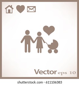 Flat icon family. Flat icon family. Husband and wife are kept each other's hands.